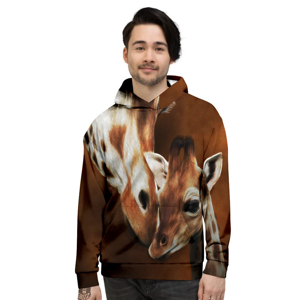 Giraffe Brown Print Men's Hoodie-grizzshop