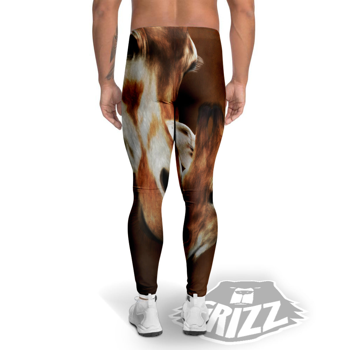 Giraffe Brown Print Men's Leggings-grizzshop