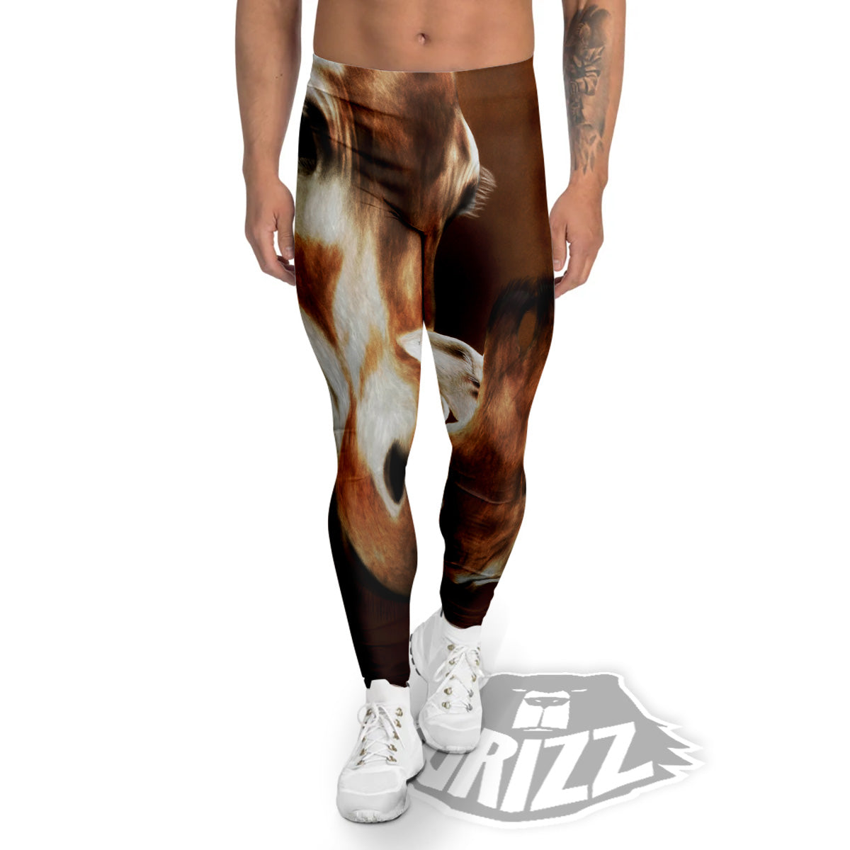 Giraffe Brown Print Men's Leggings-grizzshop