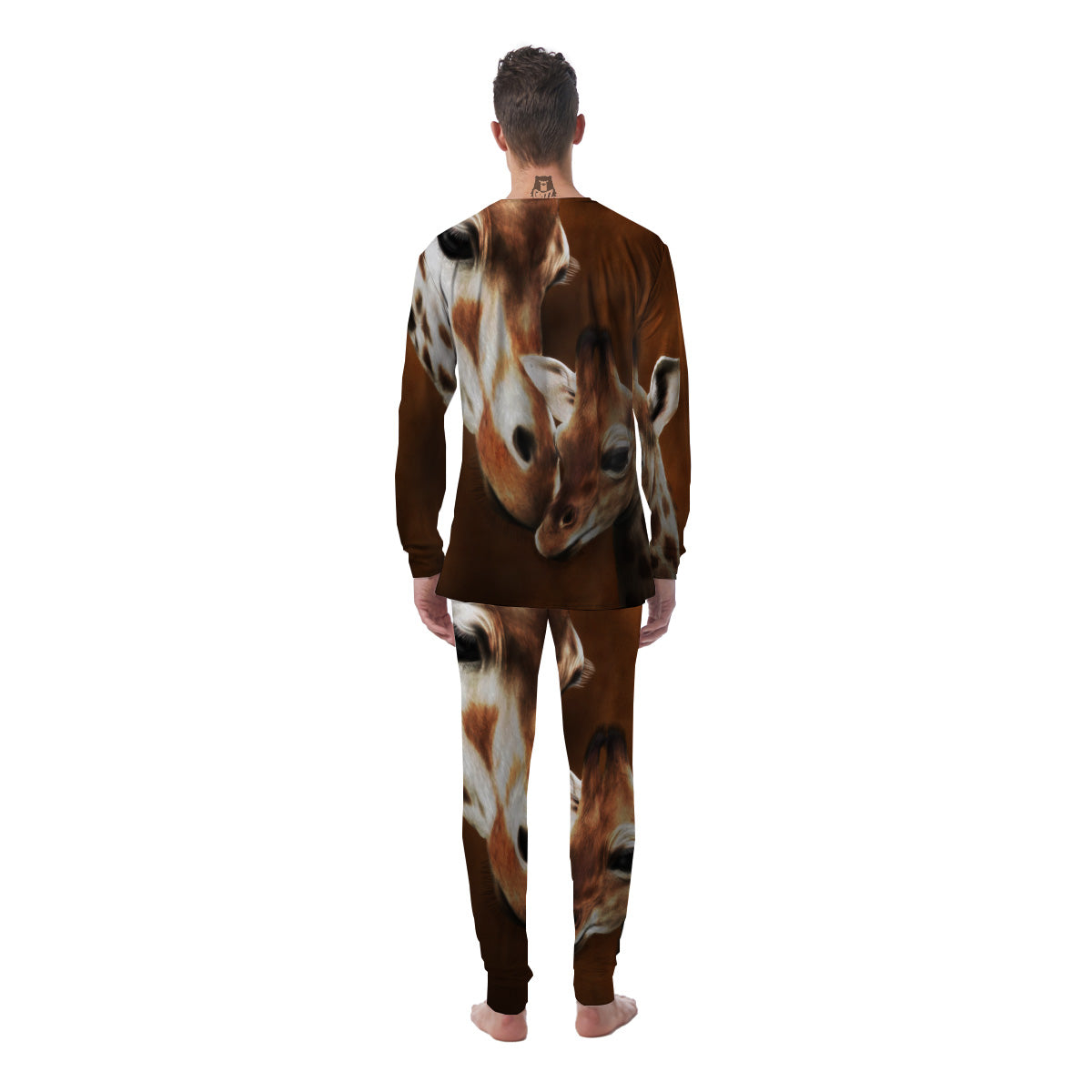 Giraffe Brown Print Men's Pajamas-grizzshop