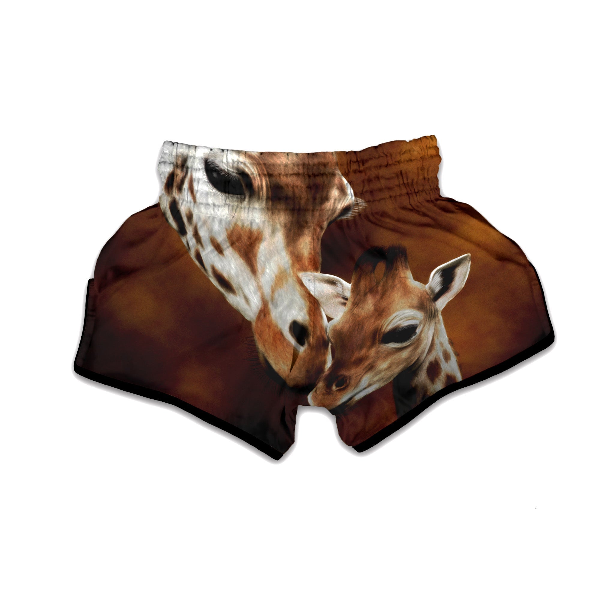 Giraffe Brown Print Muay Thai Boxing Shorts-grizzshop