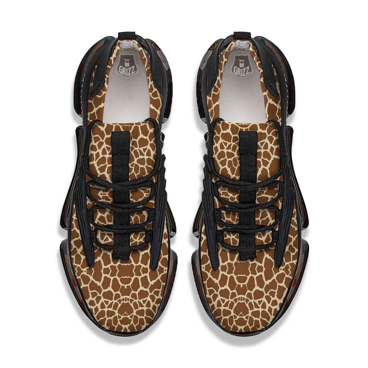 Giraffe Brown Print Pattern Black Gym Shoes-grizzshop