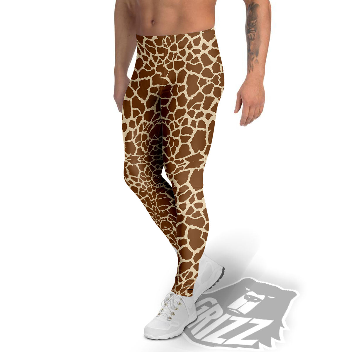 Giraffe Brown Print Pattern Men's Leggings-grizzshop