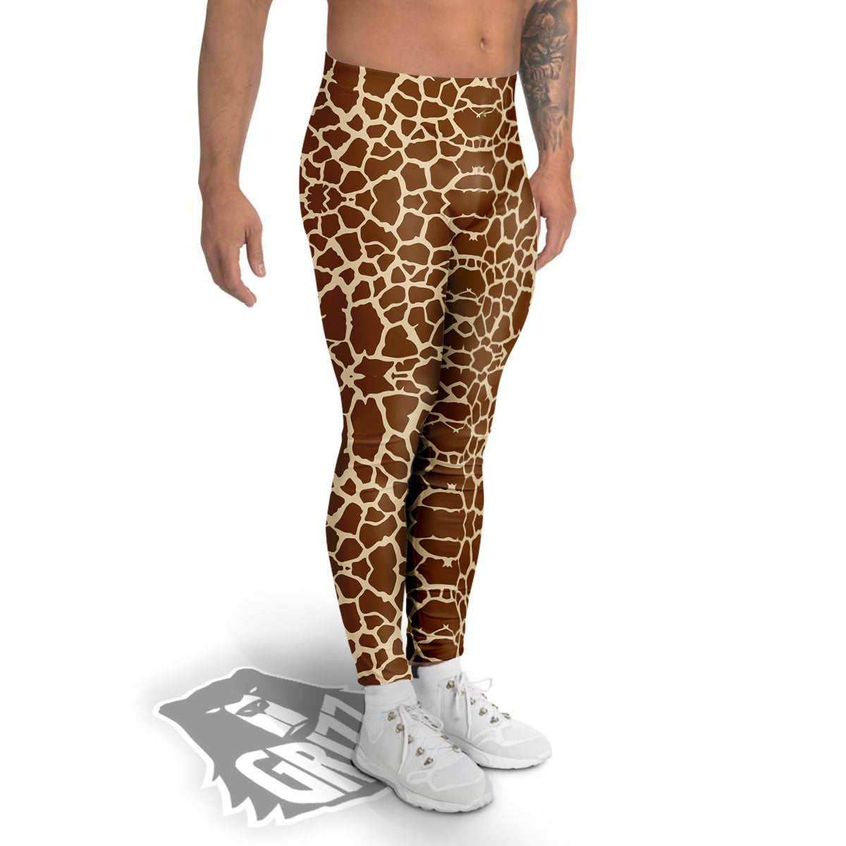 Giraffe Brown Print Pattern Men's Leggings-grizzshop
