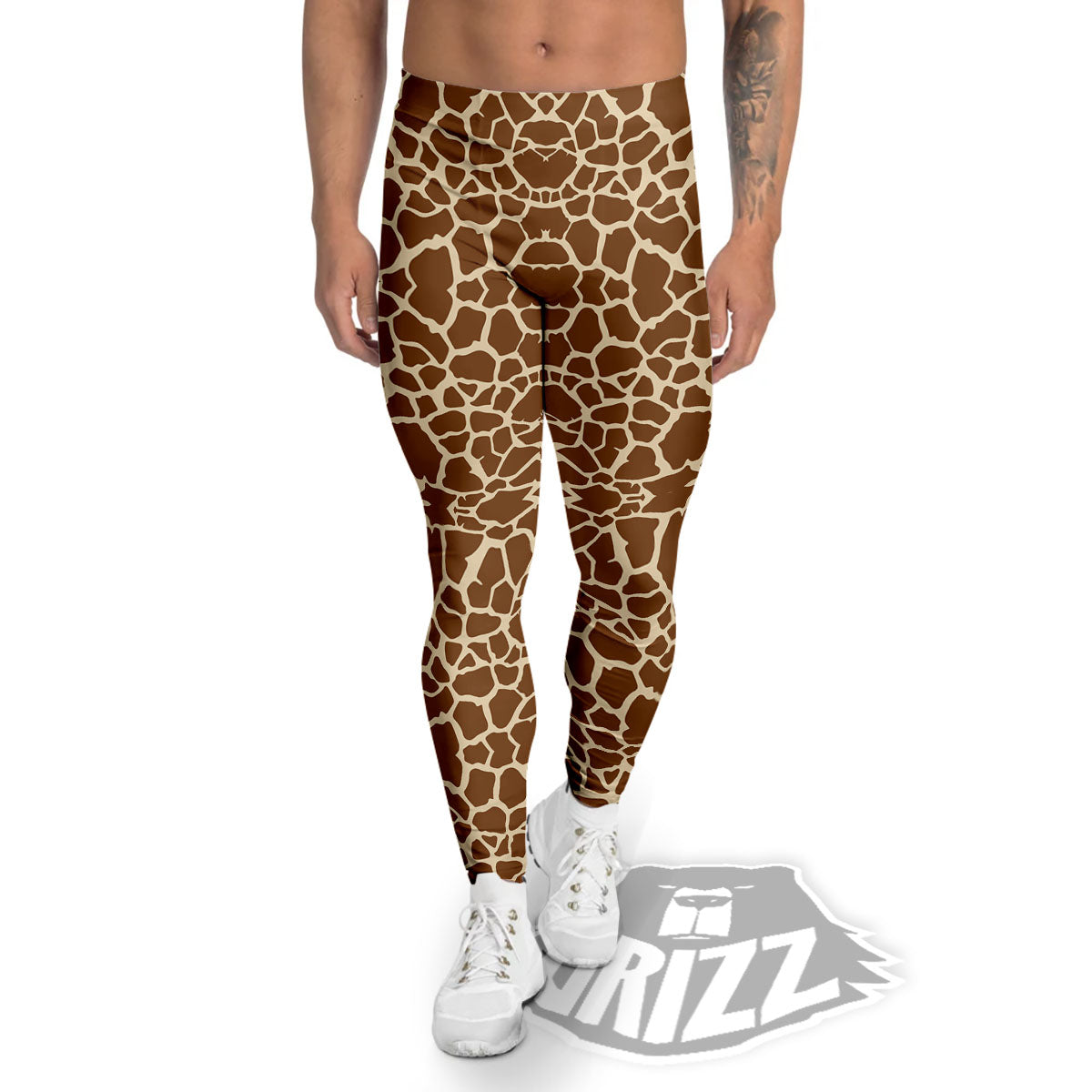 Giraffe Brown Print Pattern Men's Leggings-grizzshop