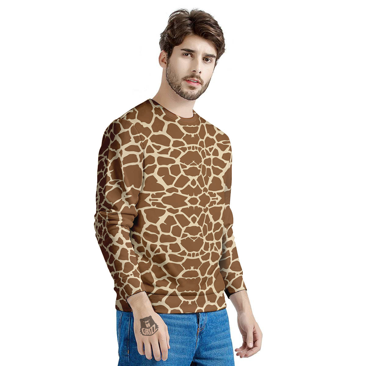 Giraffe Brown Print Pattern Men's Sweatshirt-grizzshop