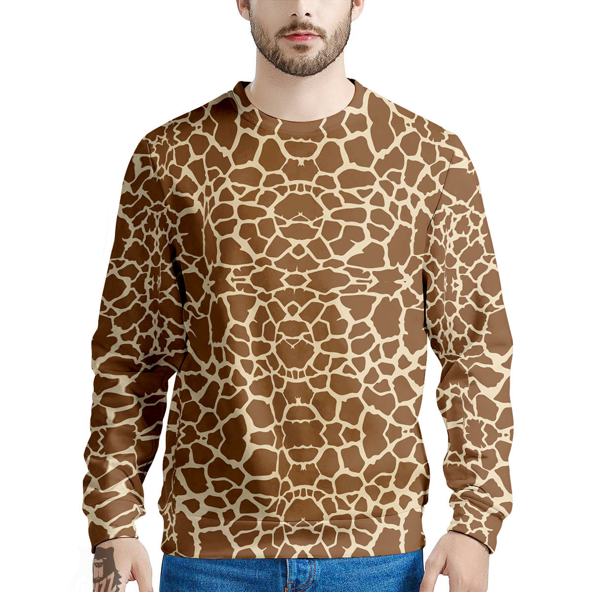Giraffe Brown Print Pattern Men's Sweatshirt-grizzshop