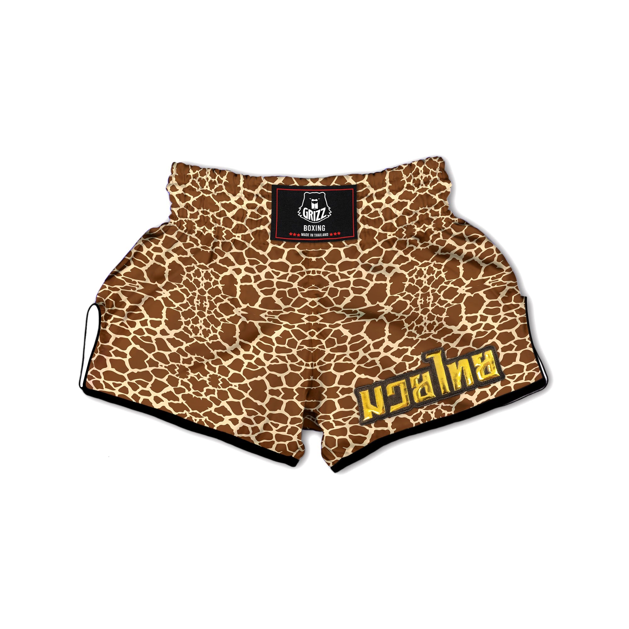 Giraffe Brown Print Pattern Muay Thai Boxing Shorts-grizzshop