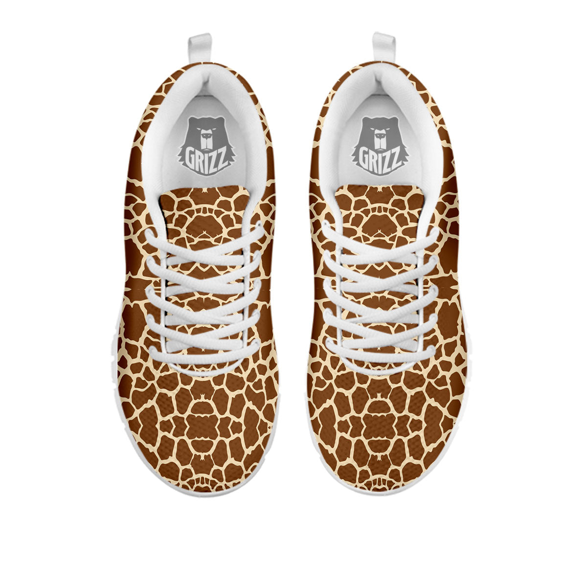 Giraffe Brown Print Pattern White Sneaker-grizzshop