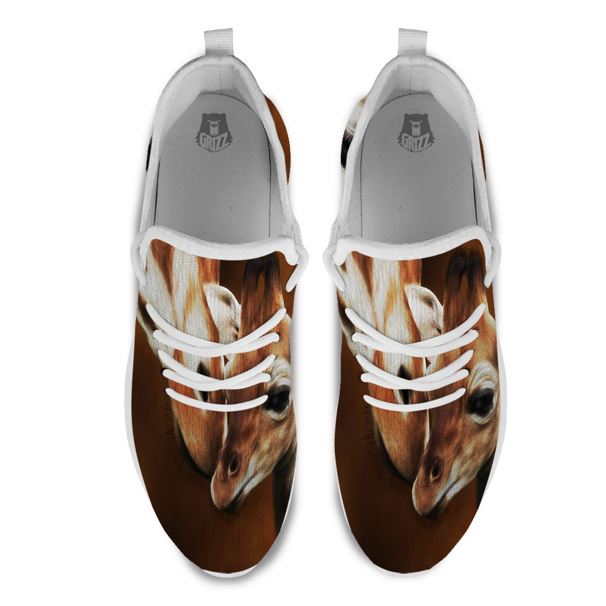 Giraffe Brown Print White Athletic Shoes-grizzshop