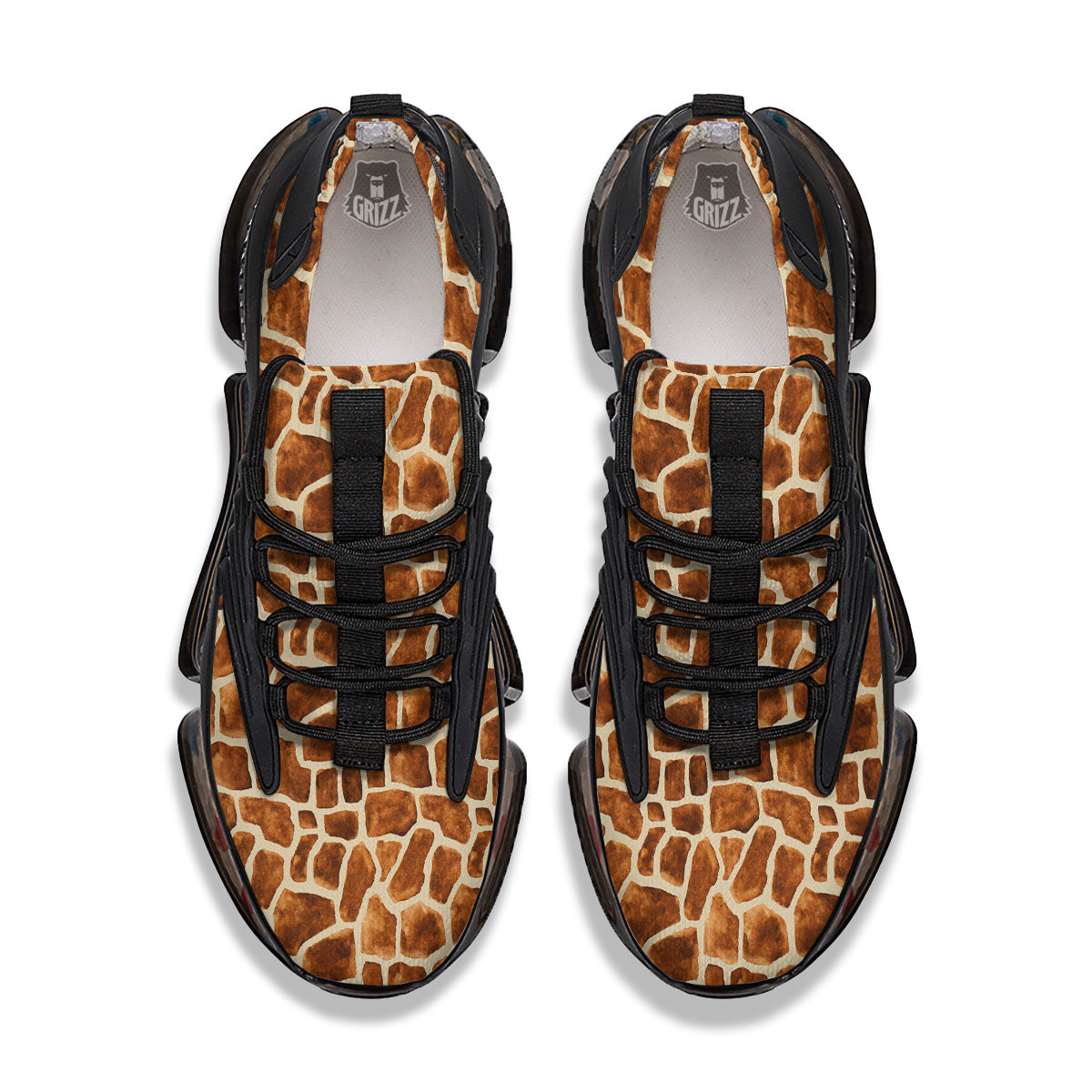 Giraffe Brown Watercolor Print Pattern Black Gym Shoes-grizzshop