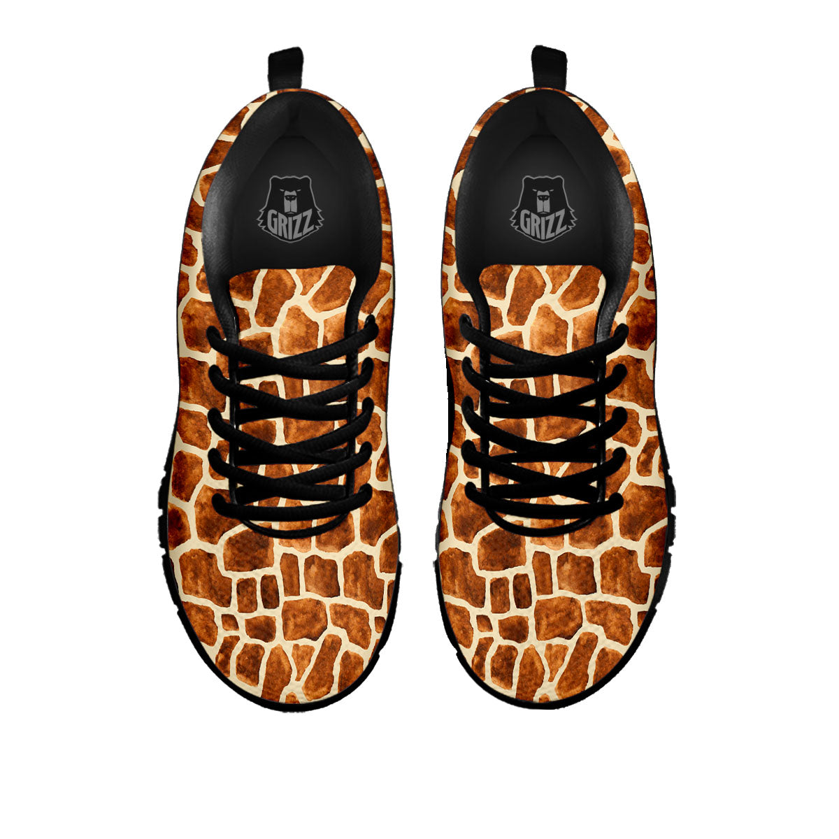 Giraffe Brown Watercolor Print Pattern Black Sneaker-grizzshop