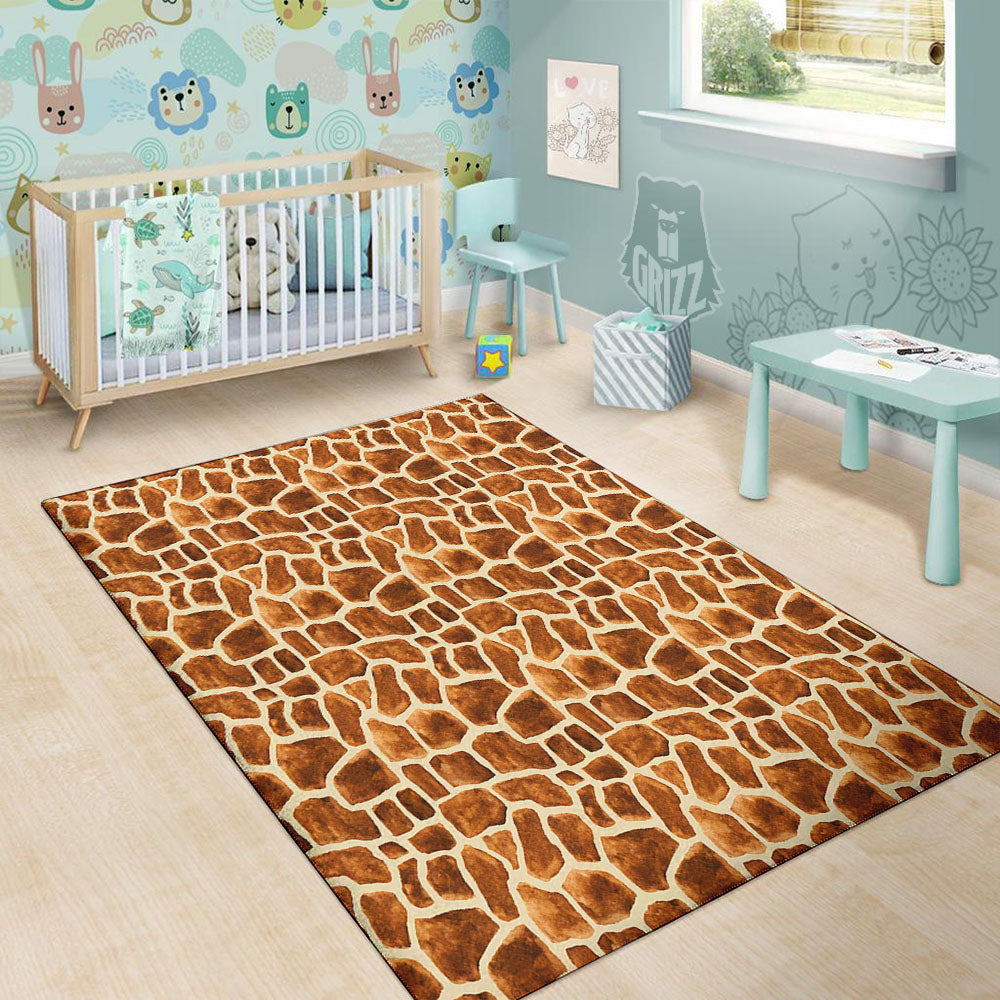 Giraffe Brown Watercolor Print Pattern Floor Mat-grizzshop