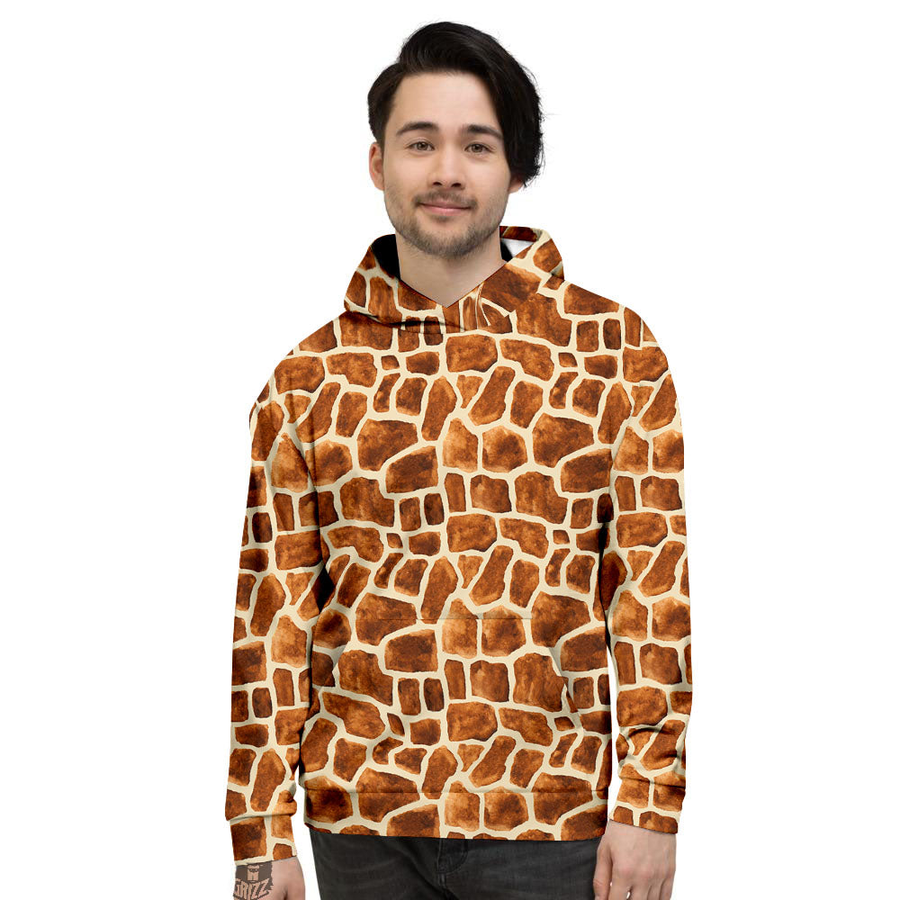 Giraffe Brown Watercolor Print Pattern Men's Hoodie-grizzshop