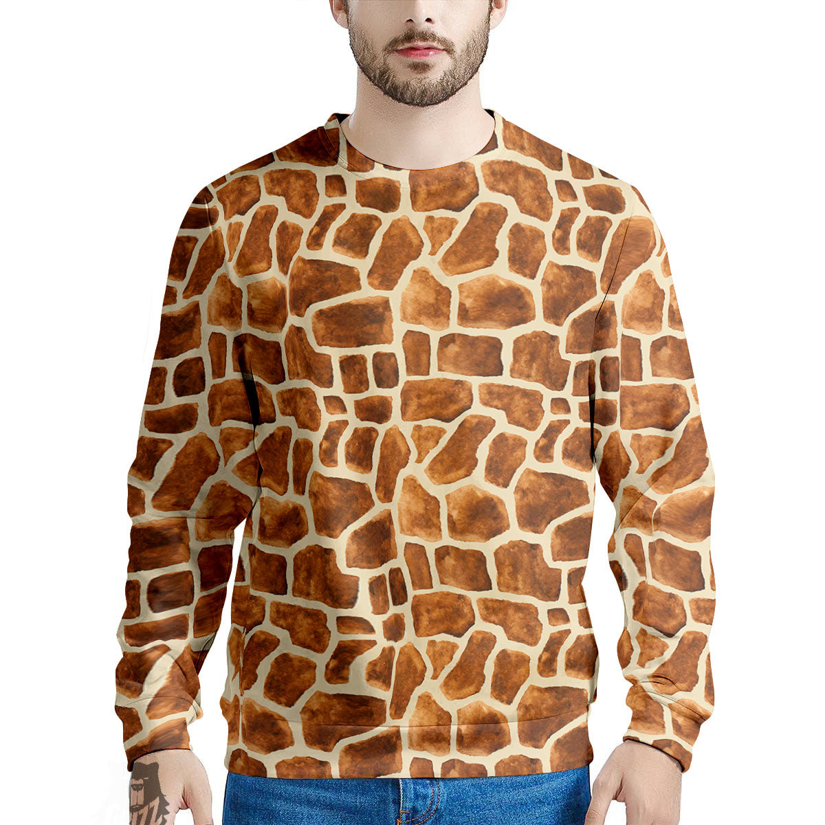 Giraffe Brown Watercolor Print Pattern Men's Sweatshirt-grizzshop
