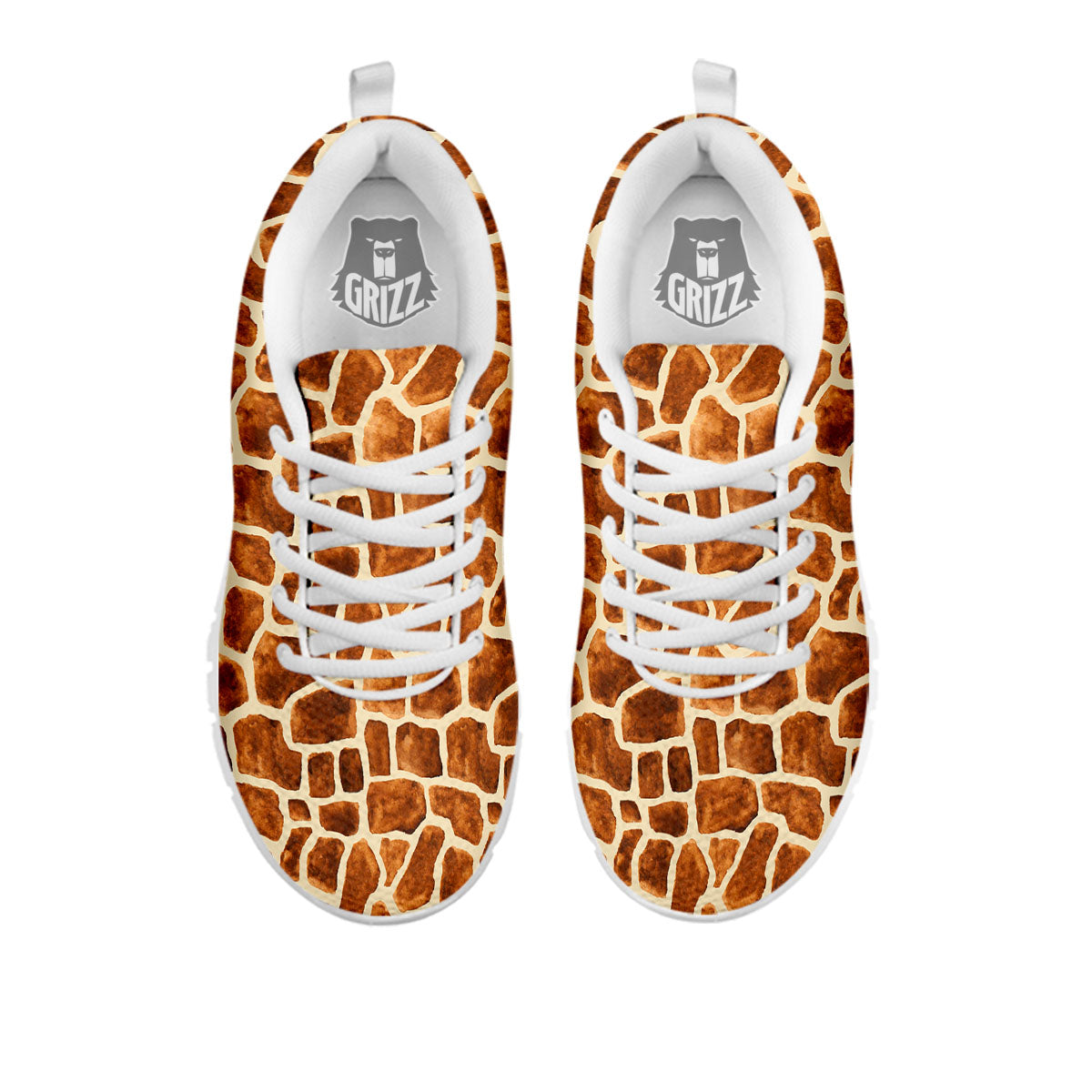 Giraffe Brown Watercolor Print Pattern White Sneaker-grizzshop