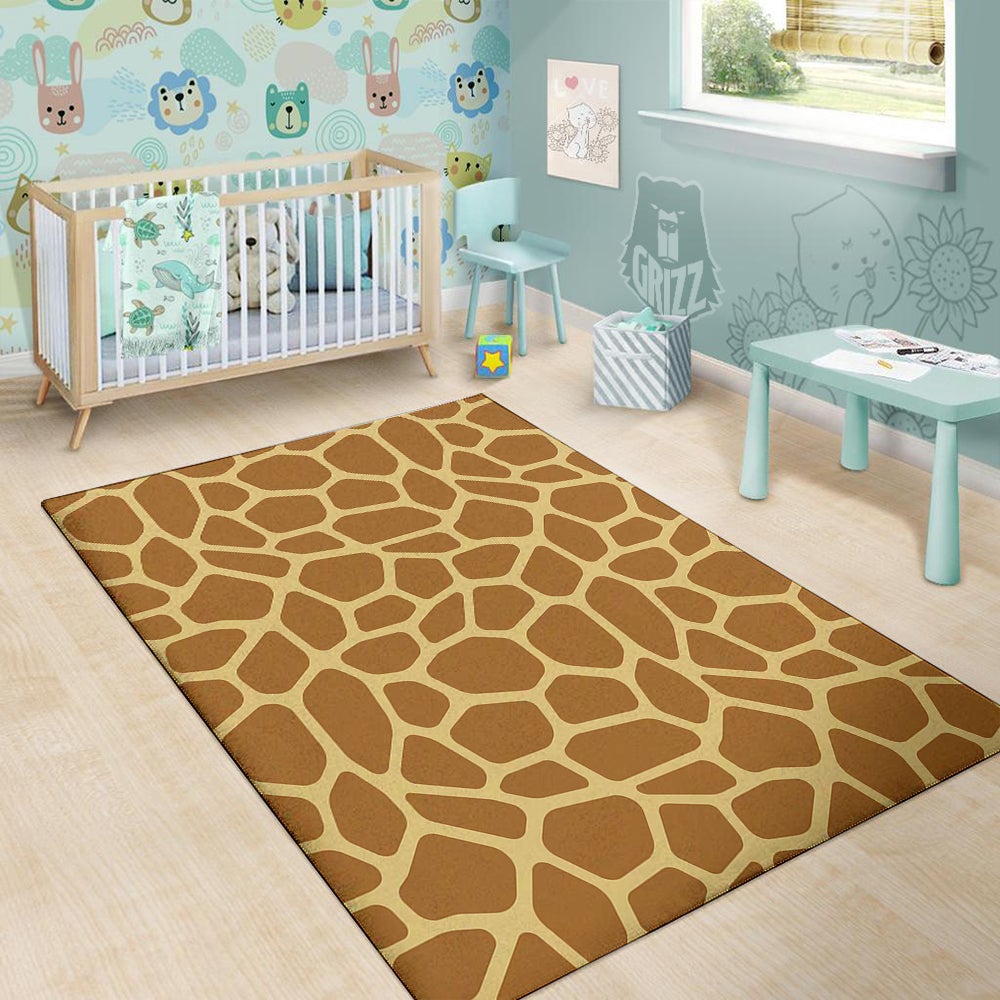 Giraffe Brown Yellow Print Pattern Floor Mat-grizzshop
