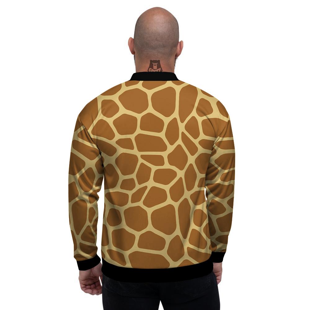 Giraffe Brown Yellow Print Pattern Men's Bomber Jacket-grizzshop