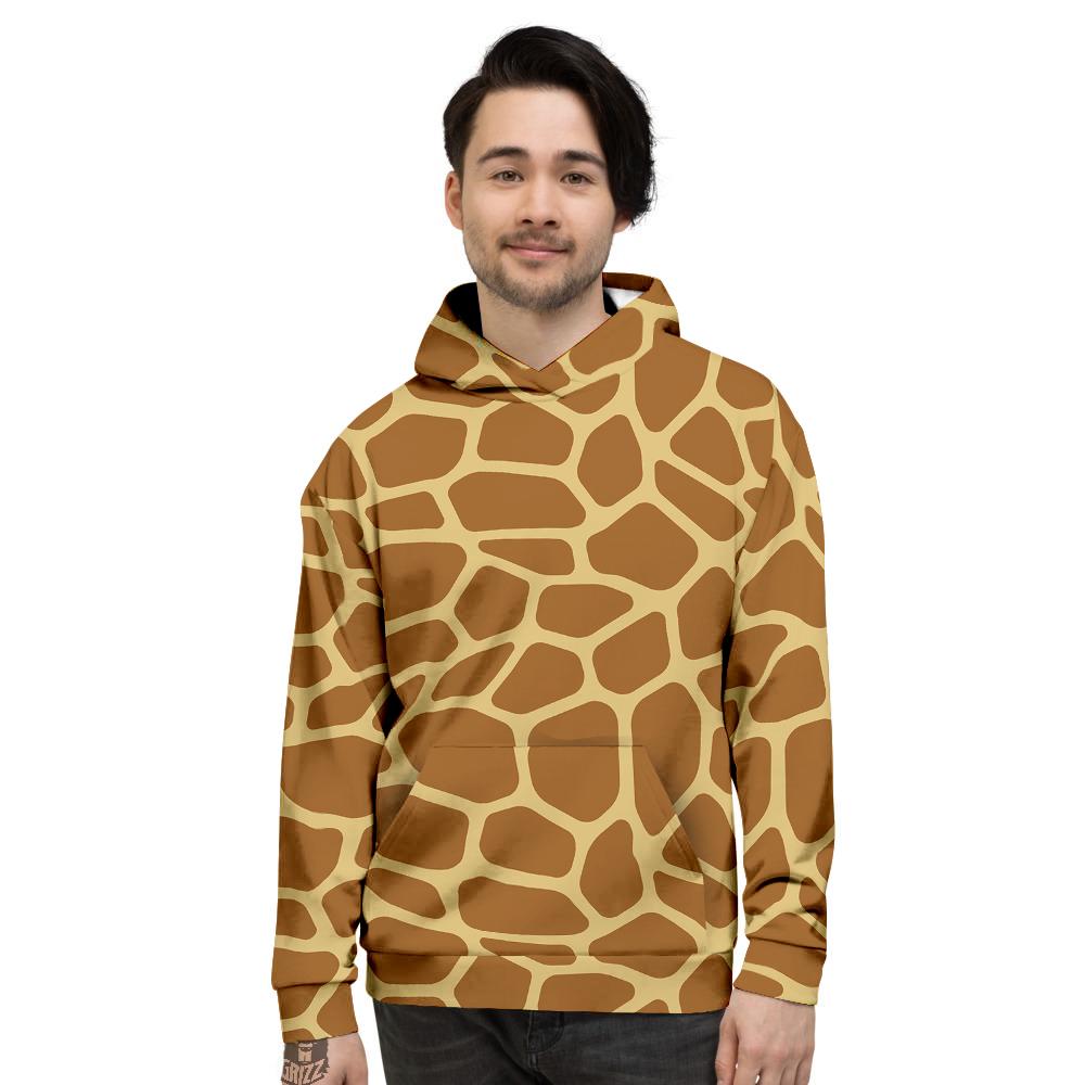 Giraffe Brown Yellow Print Pattern Men's Hoodie-grizzshop
