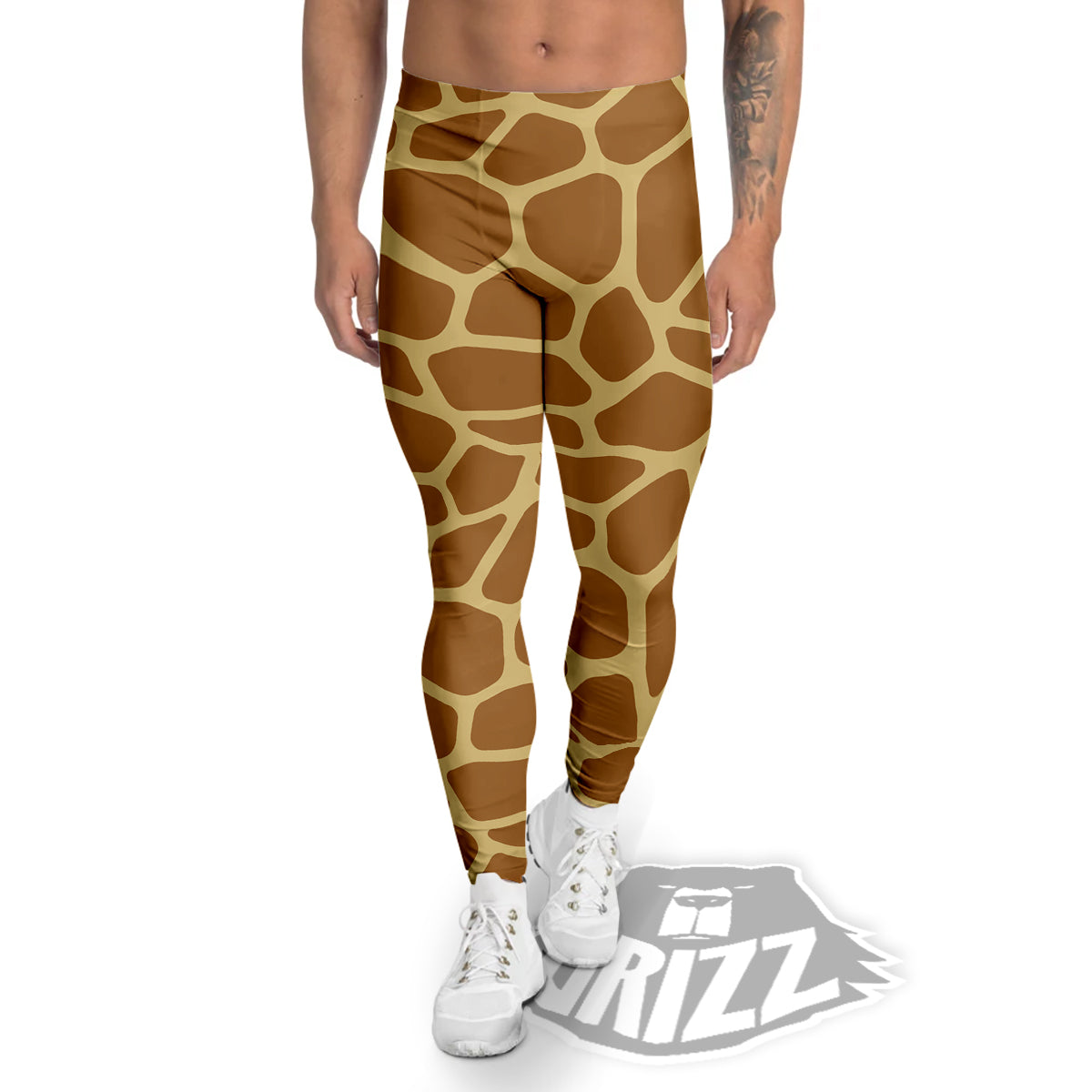 Giraffe Brown Yellow Print Pattern Men's Leggings-grizzshop