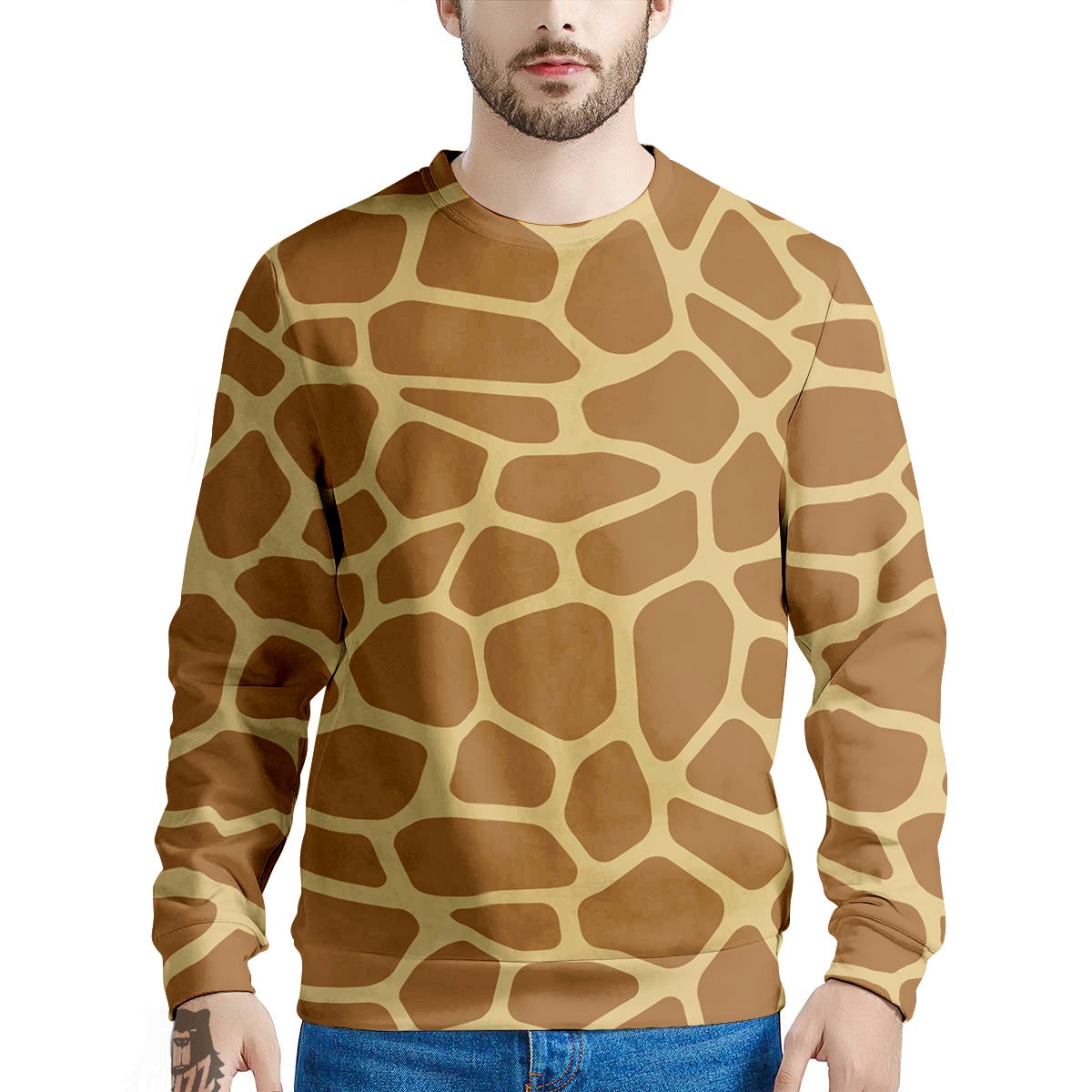 Giraffe Brown Yellow Print Pattern Men's Sweatshirt-grizzshop