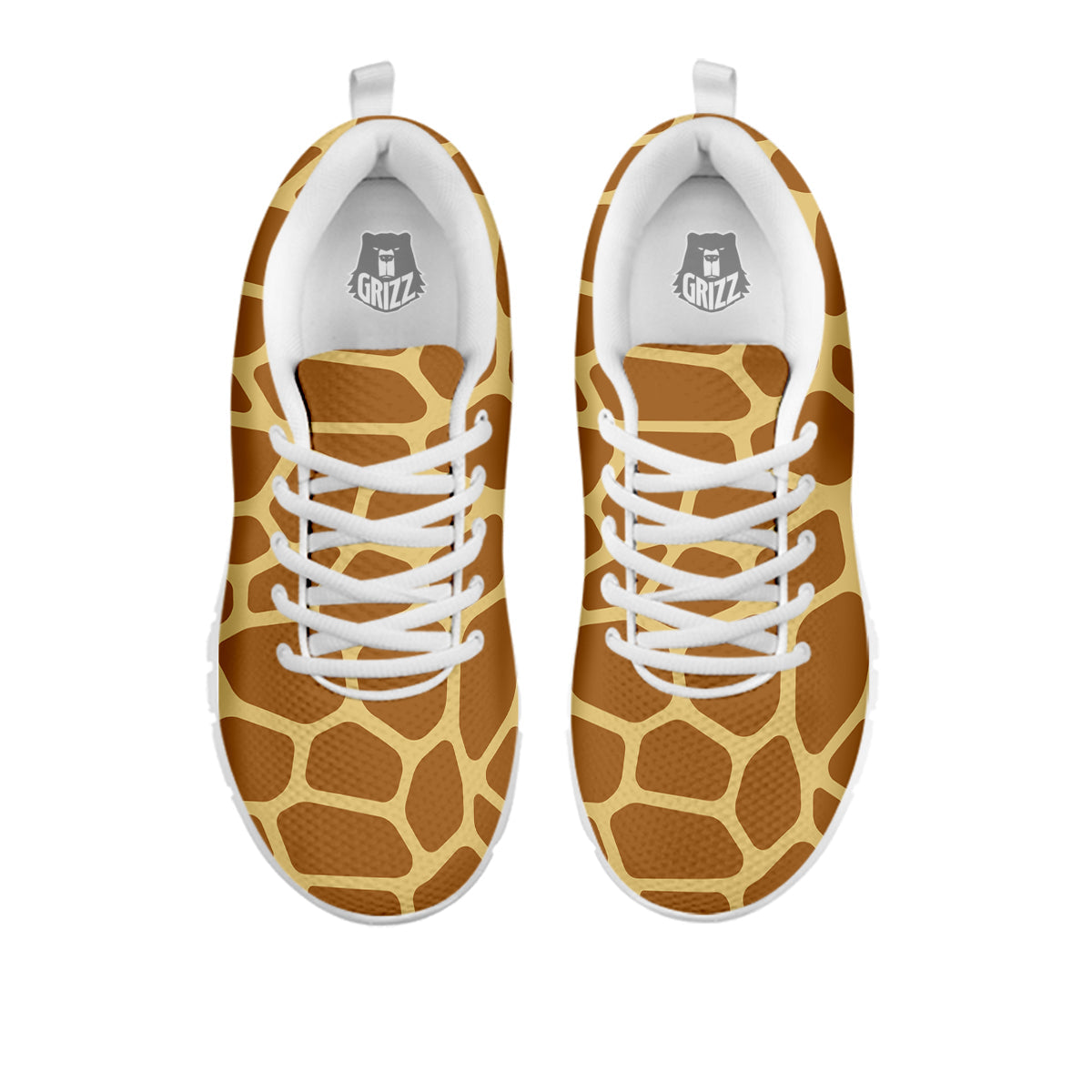 Giraffe Brown Yellow Print Pattern White Sneaker-grizzshop