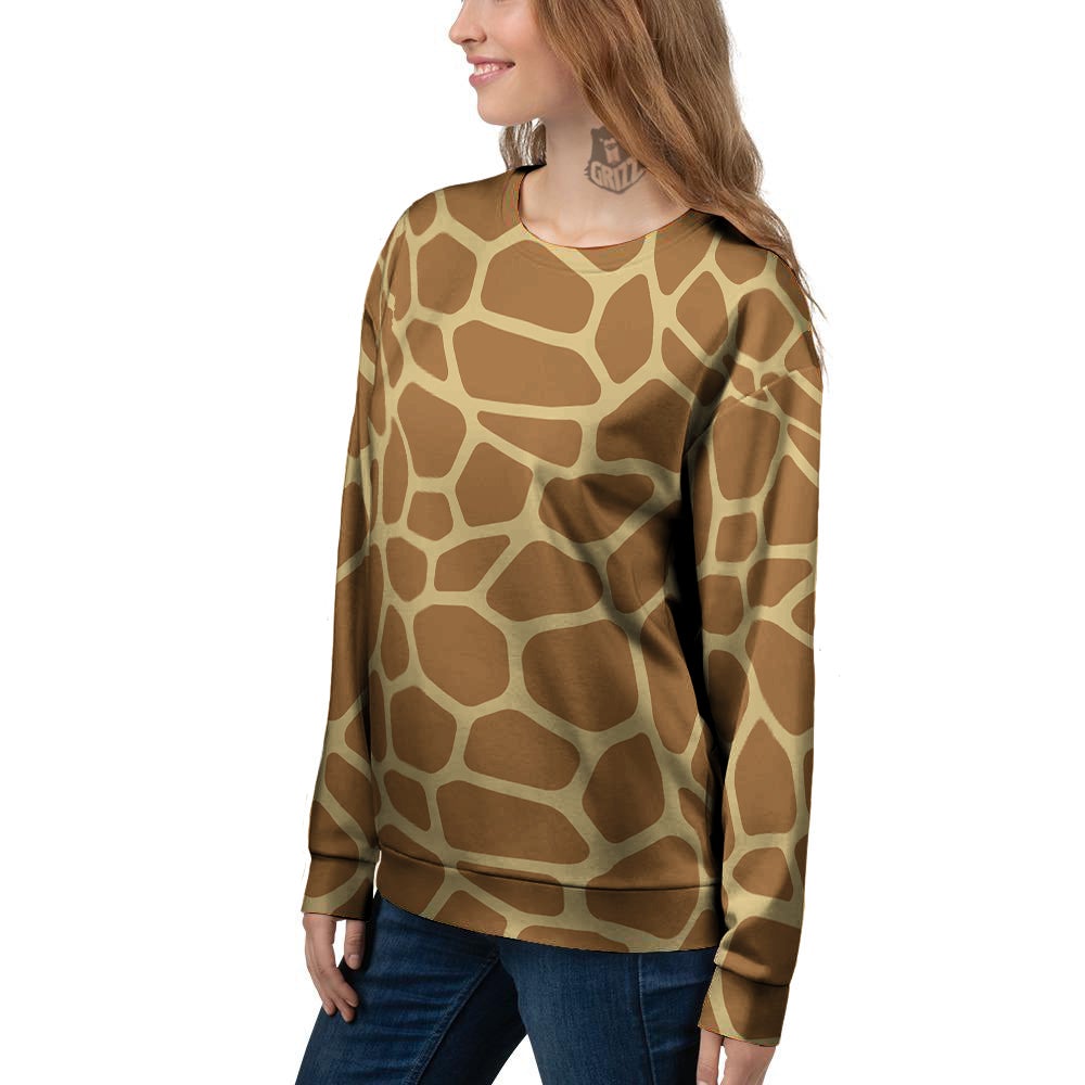Giraffe Brown Yellow Print Pattern Women's Sweatshirt-grizzshop