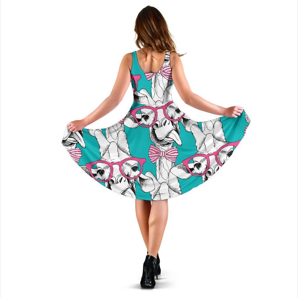 Giraffe Cartoon Pattern Print Dress-grizzshop