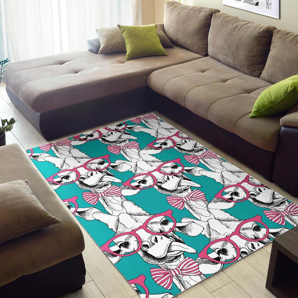 Giraffe Cartoon Pattern Print Floor Mat-grizzshop