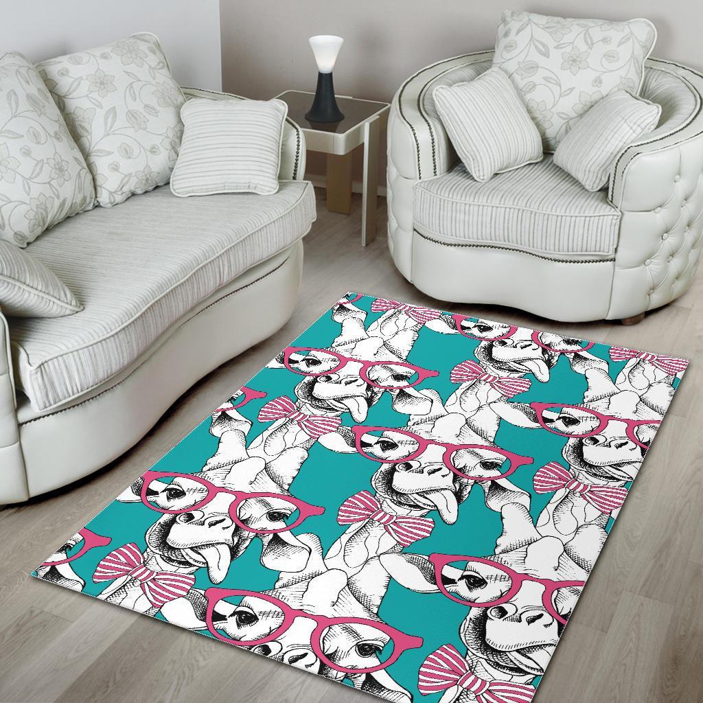 Giraffe Cartoon Pattern Print Floor Mat-grizzshop