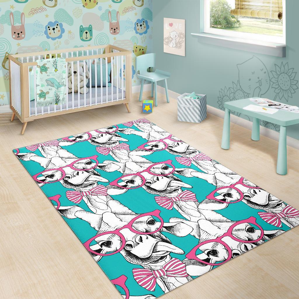 Giraffe Cartoon Pattern Print Floor Mat-grizzshop