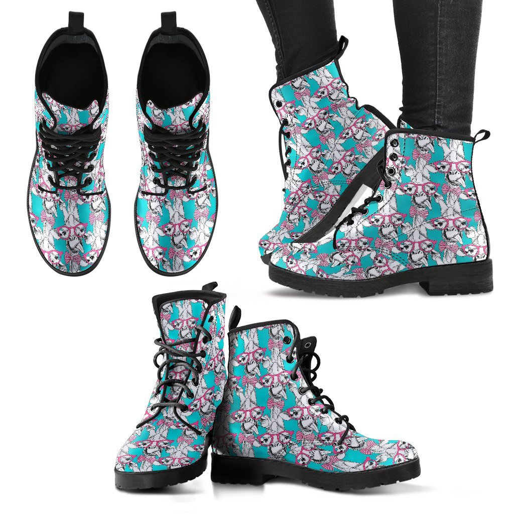 Giraffe Cartoon Pattern Print Men Women Leather Boots-grizzshop