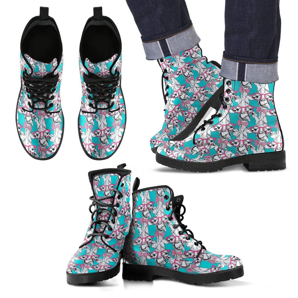 Giraffe Cartoon Pattern Print Men Women Leather Boots-grizzshop