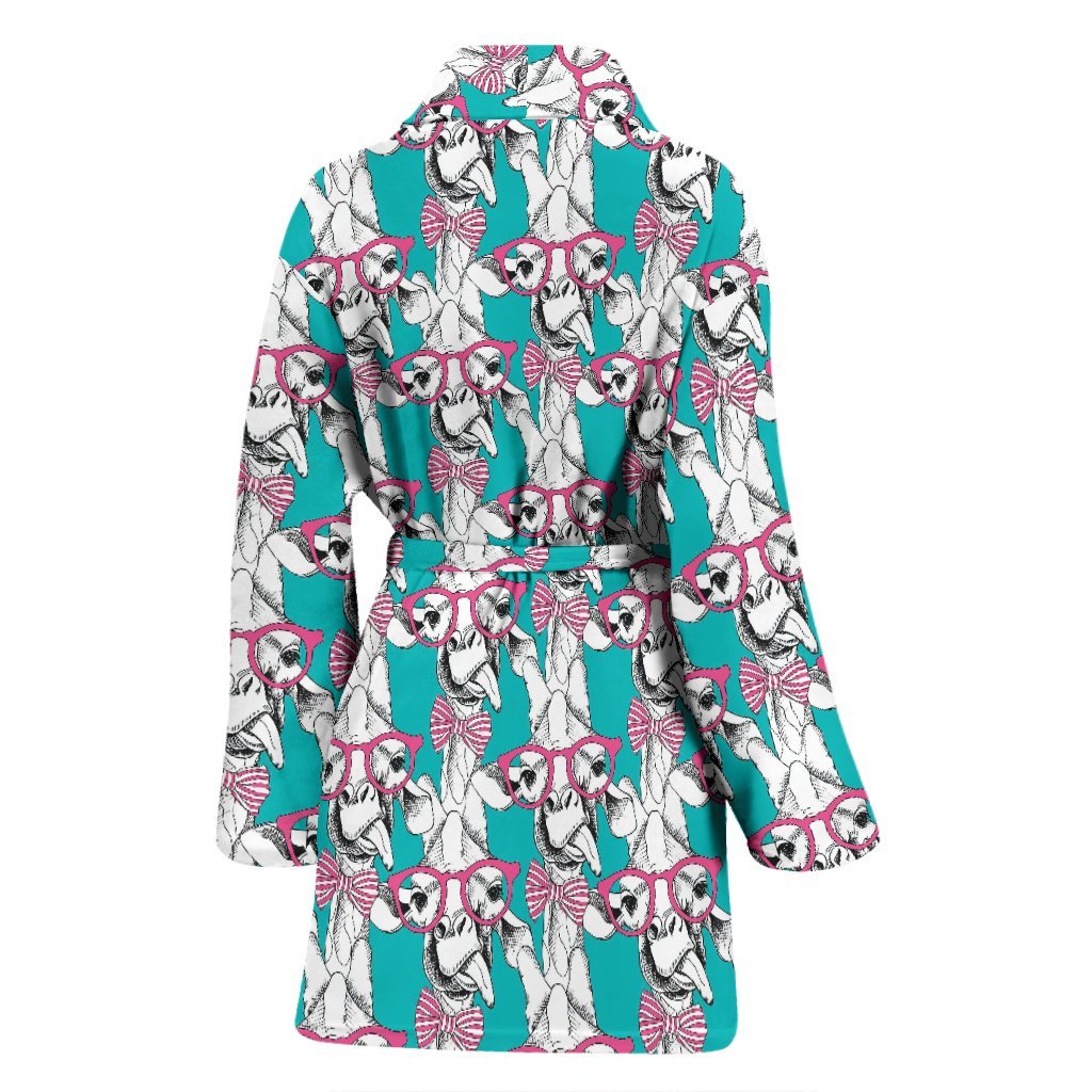 Giraffe Cartoon Pattern Print Women Long Robe-grizzshop