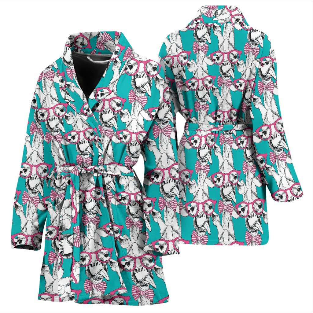 Giraffe Cartoon Pattern Print Women Long Robe-grizzshop