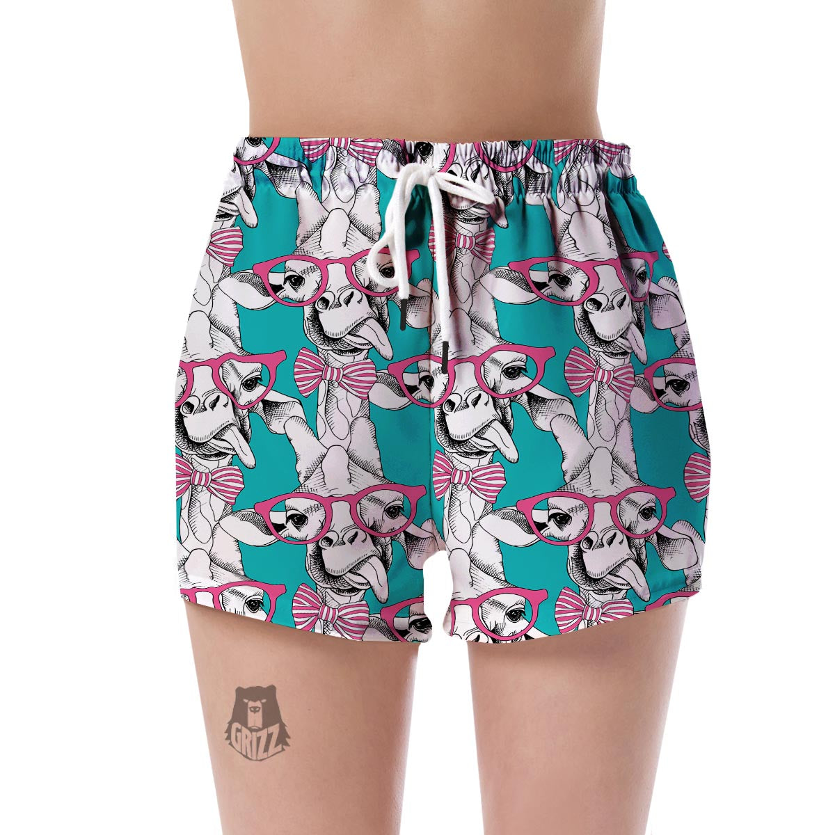 Giraffe Cartoon Pattern Print Women's Shorts-grizzshop