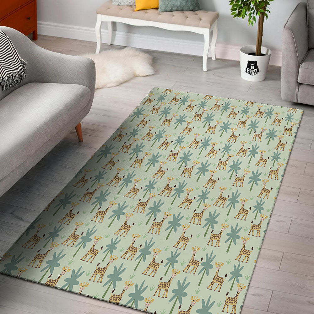 Giraffe Cartoon Print Pattern Floor Mat-grizzshop