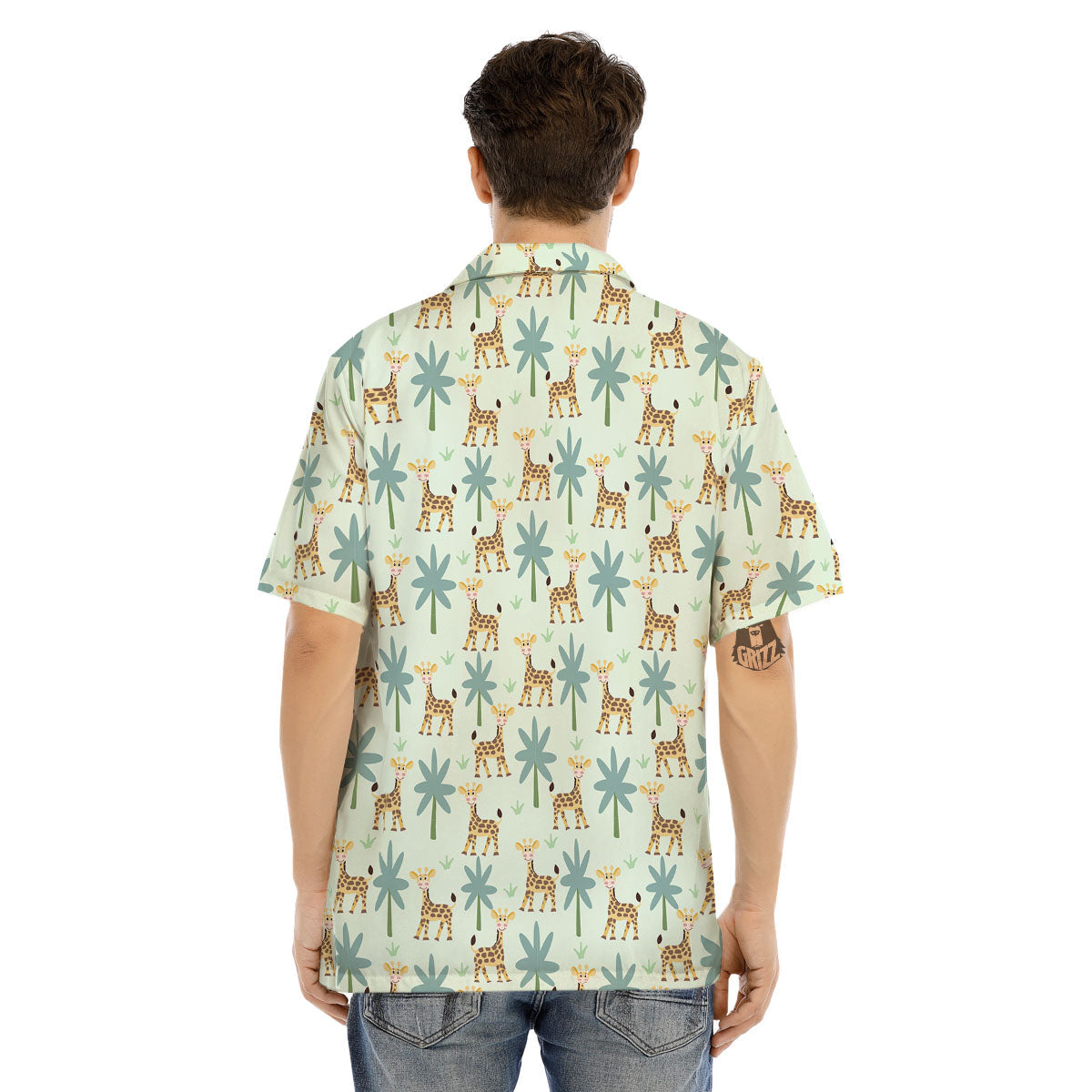 Giraffe Cartoon Print Pattern Men's Hawaiian Shirt-grizzshop