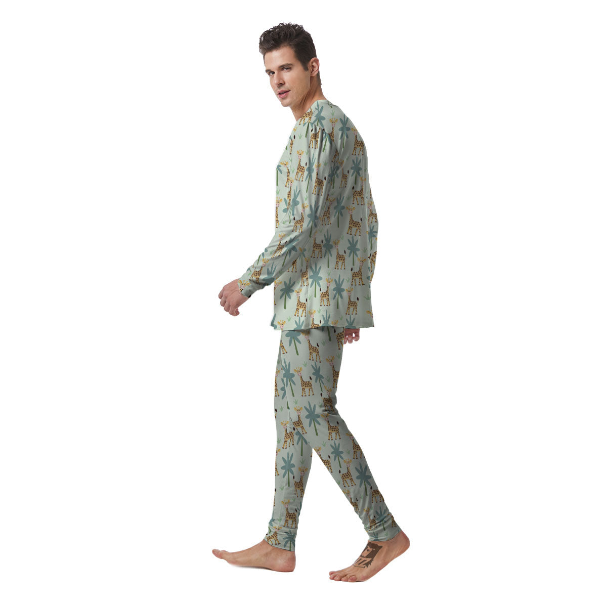Giraffe Cartoon Print Pattern Men's Pajamas-grizzshop