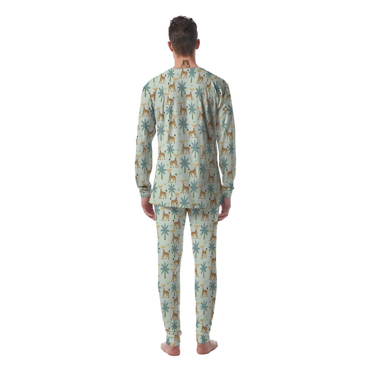 Giraffe Cartoon Print Pattern Men's Pajamas-grizzshop