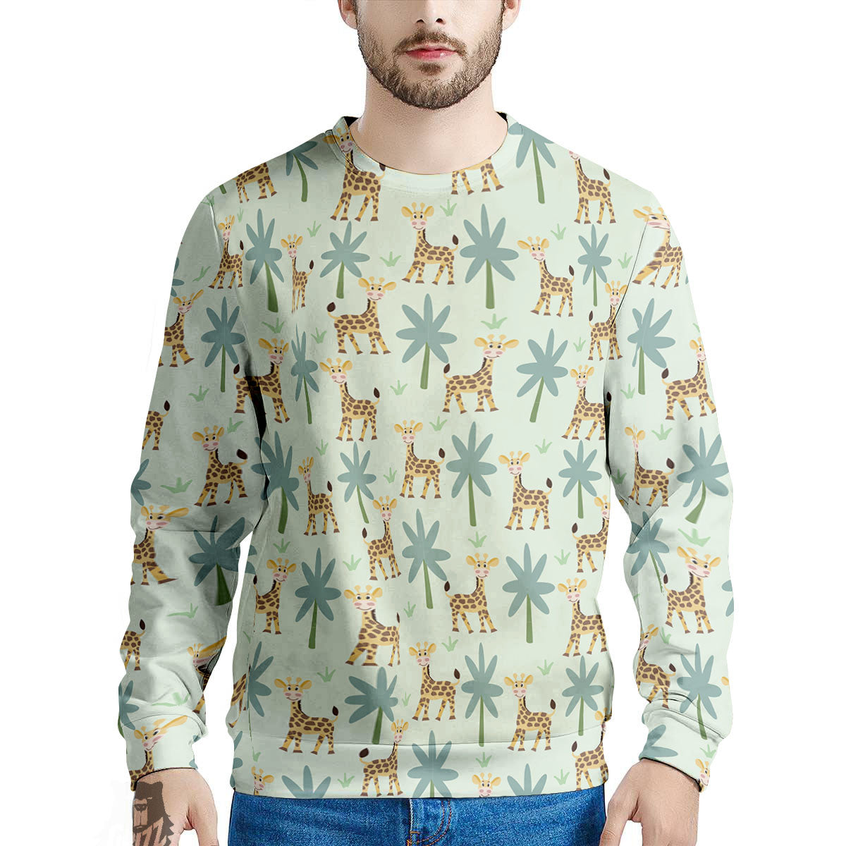 Giraffe Cartoon Print Pattern Men's Sweatshirt-grizzshop