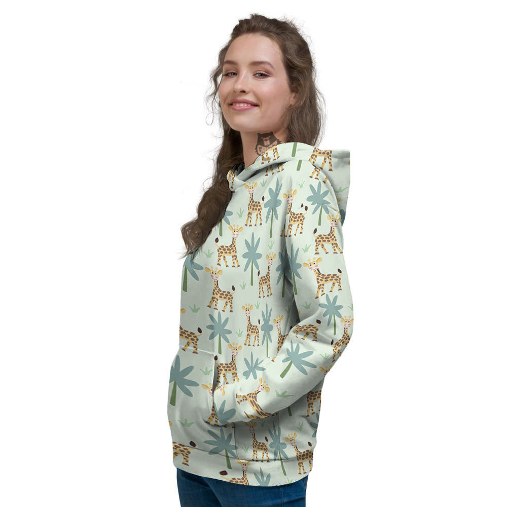 Giraffe Cartoon Print Pattern Women's Hoodie-grizzshop