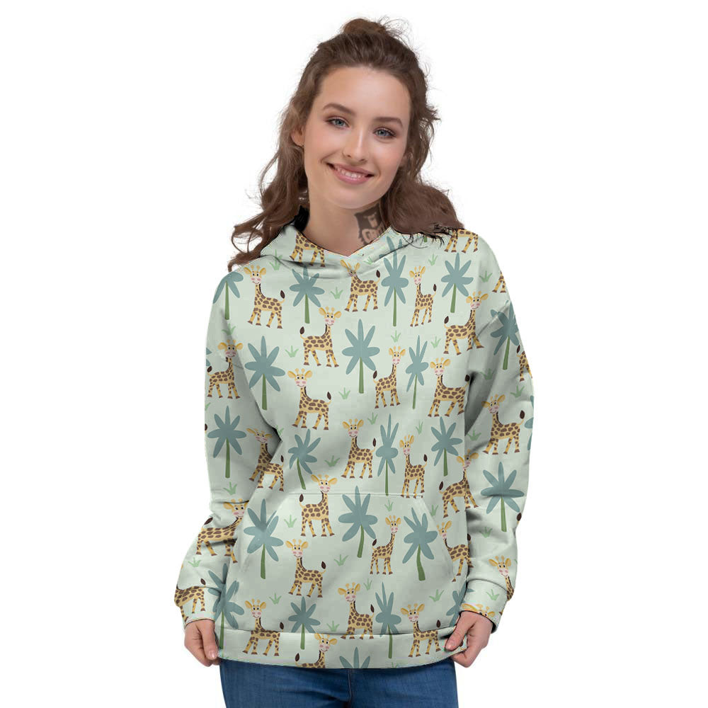 Giraffe Cartoon Print Pattern Women's Hoodie-grizzshop
