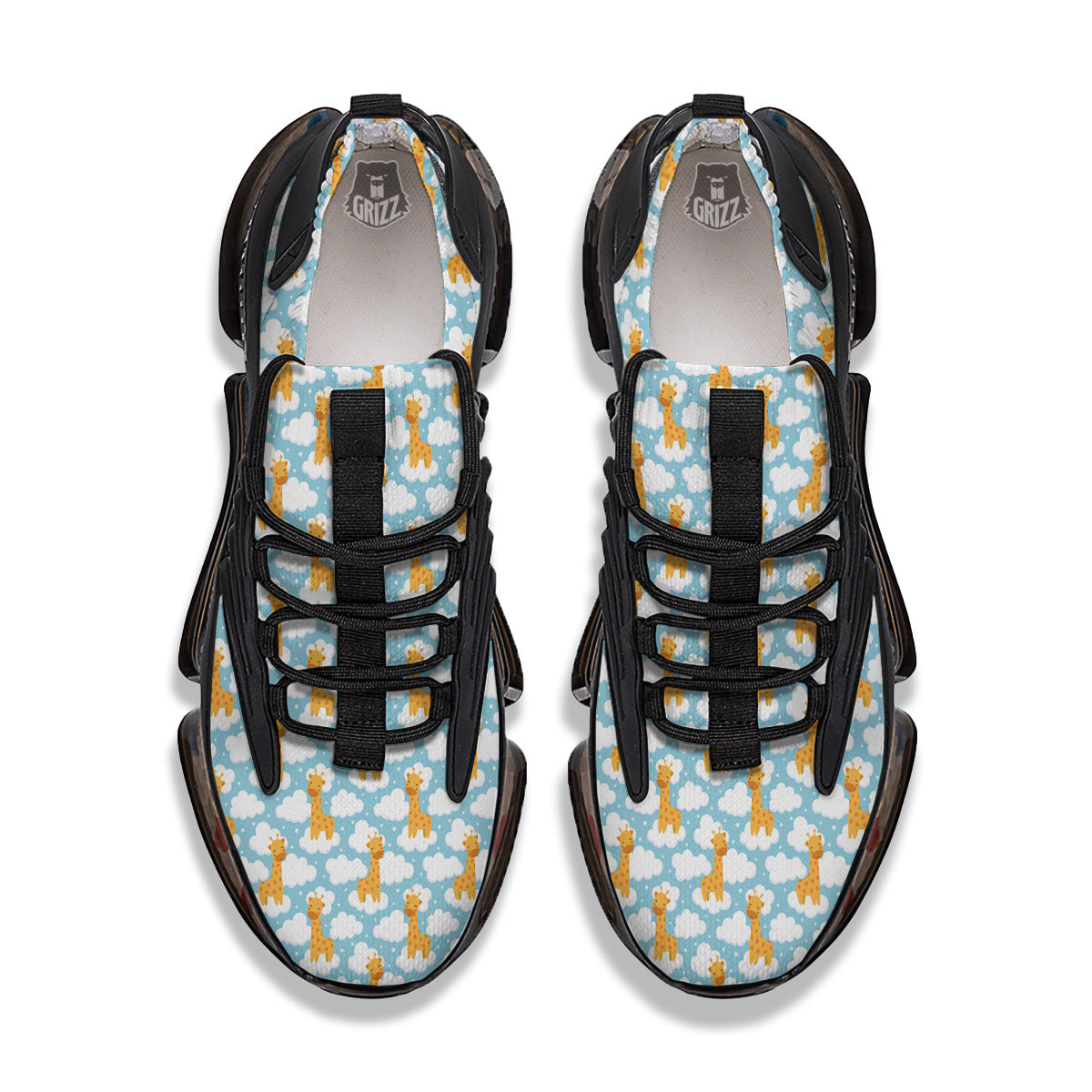 Giraffe Cute Cartoon Print Pattern Black Gym Shoes-grizzshop