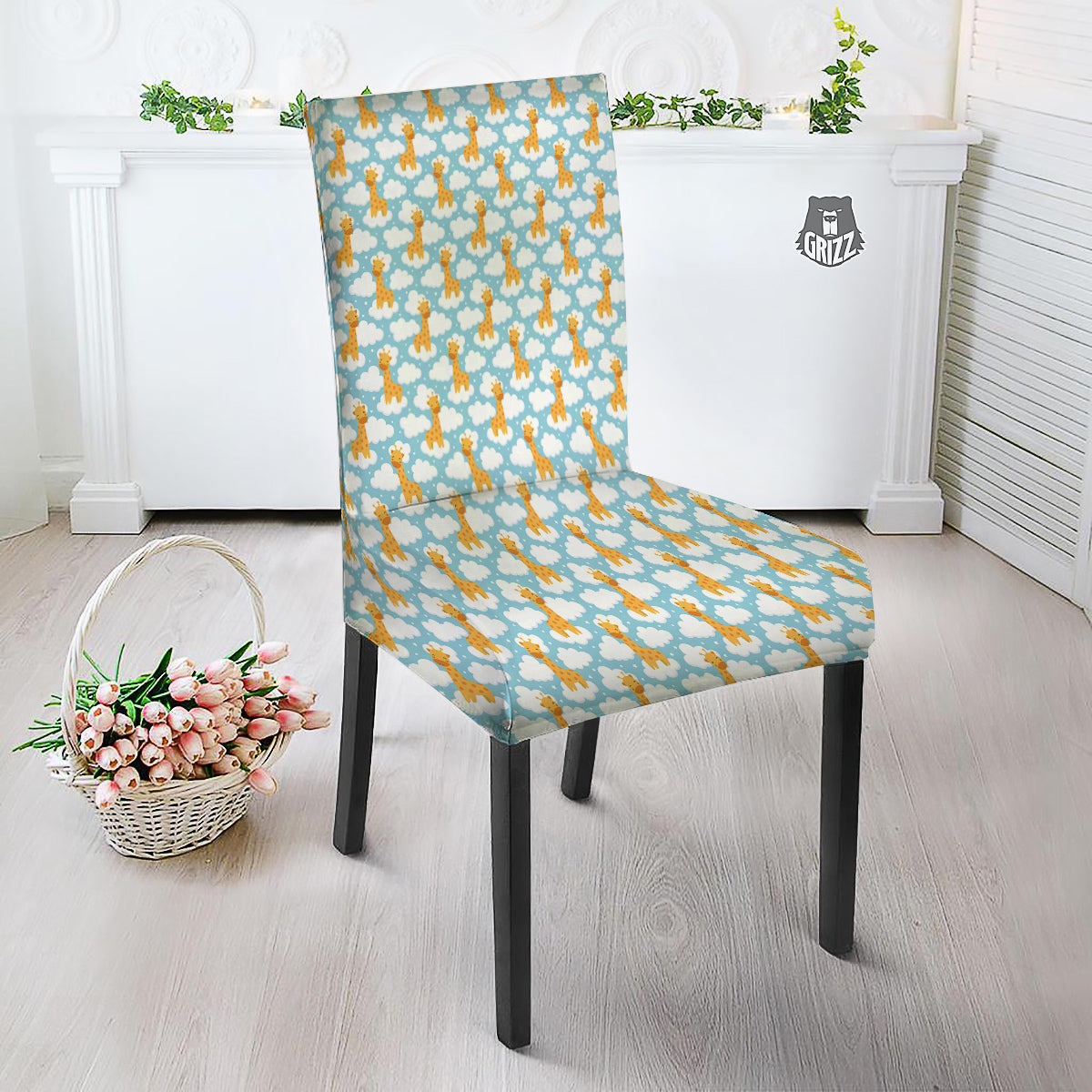 Giraffe Cute Cartoon Print Pattern Dining Chair Slipcover-grizzshop