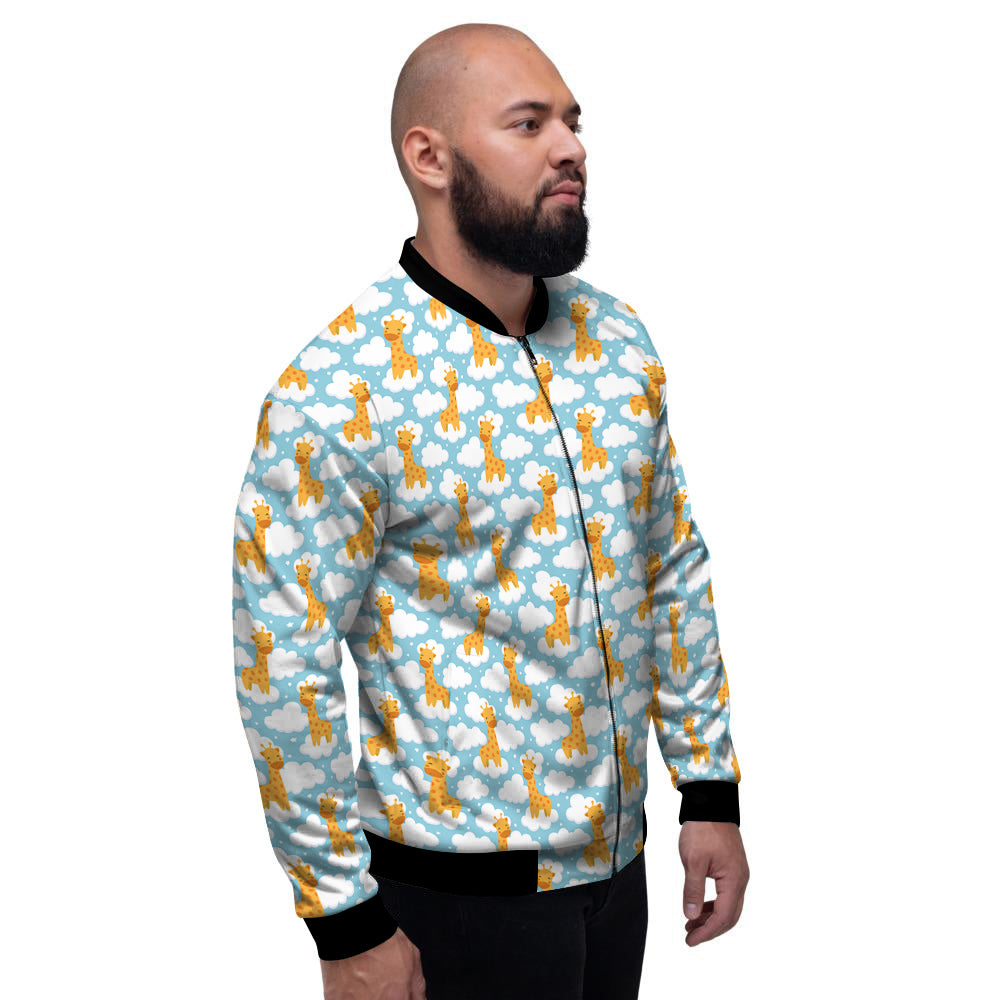 Giraffe Cute Cartoon Print Pattern Men's Bomber Jacket-grizzshop