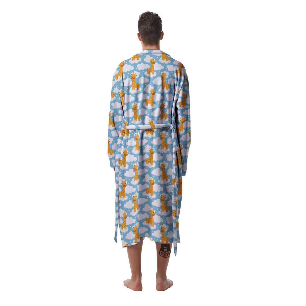 Giraffe Cute Cartoon Print Pattern Men's Robe-grizzshop