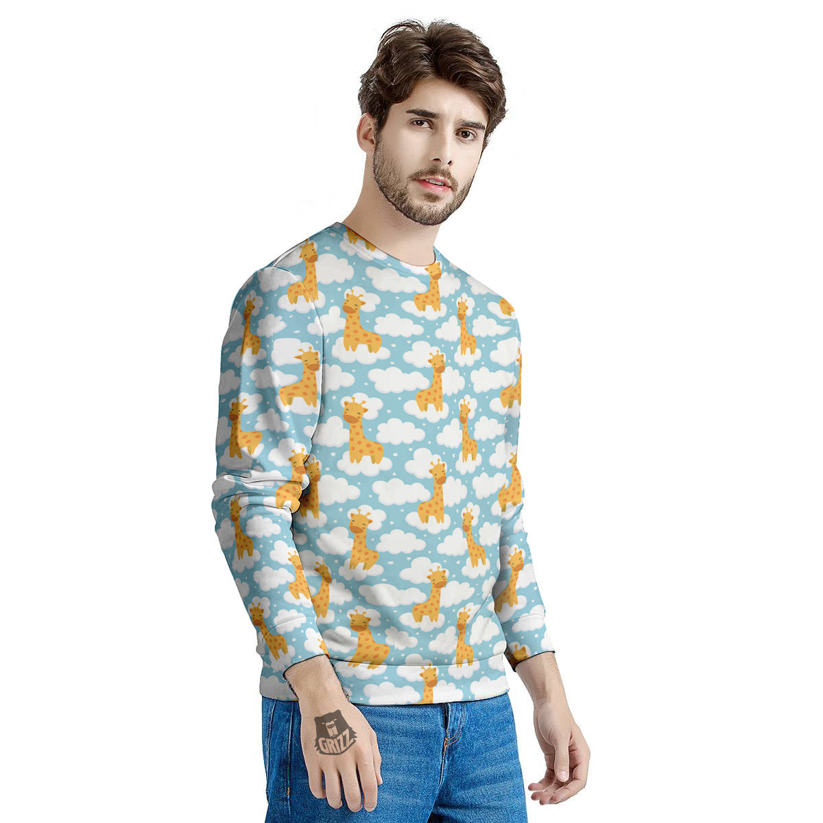 Giraffe Cute Cartoon Print Pattern Men's Sweatshirt-grizzshop