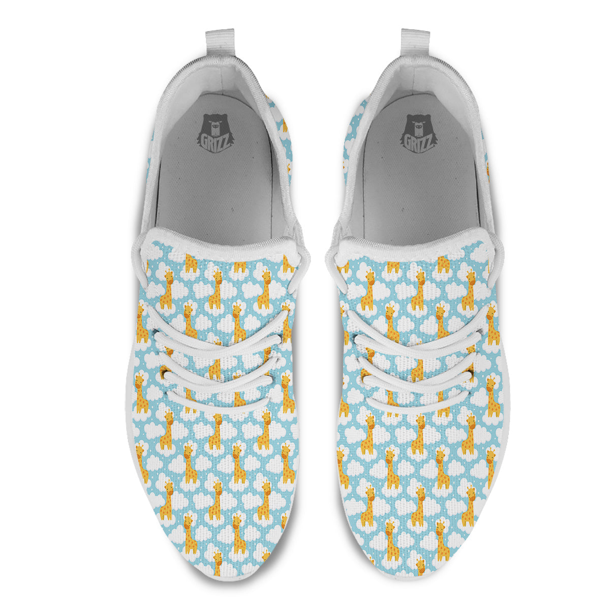 Giraffe Cute Cartoon Print Pattern White Athletic Shoes-grizzshop