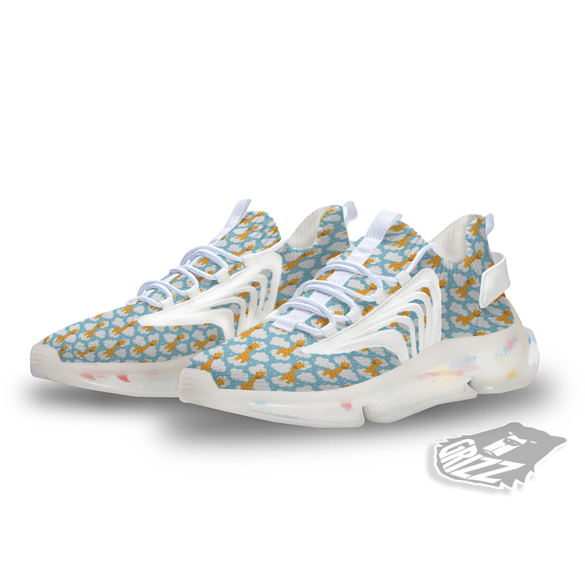 Giraffe Cute Cartoon Print Pattern White Gym Shoes-grizzshop